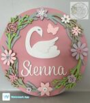 3mm mdf Swan & Twig Wreath Plaque