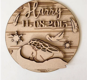 3mm mdf Angel Baby Memorial Plaque