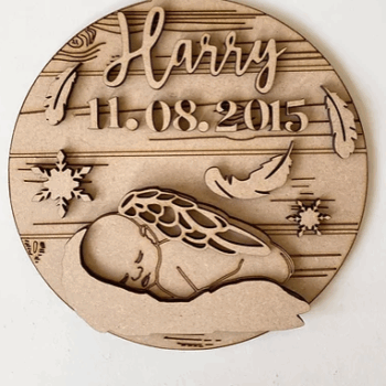 3mm mdf Angel Baby Memorial Plaque
