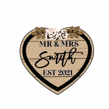 3mm mdf Mr & Mrs Heart Plaque