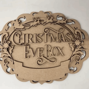 3mm mdf Layered Sleigh and Snowflakes Christmas Eve Box Topper