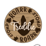 3mm mdf Roar, Stomp Dinosaur Footprint Plaque