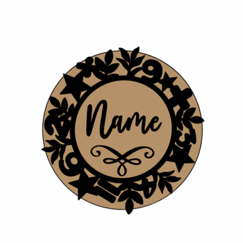 3mm mdf Maths Symbols & Numbers Wreath Name Plaque