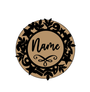 3mm mdf Maths Symbols & Numbers Wreath Name Plaque