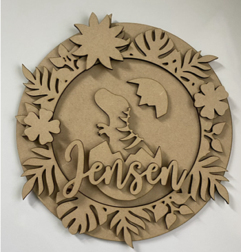 3mm mdf T-Rex Egg Hatching Plaque