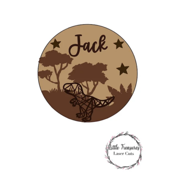 3mm mdf Geometric T-Rex Jungle Plaque