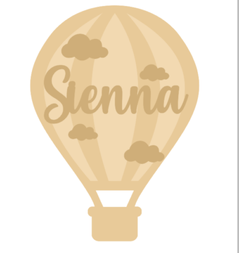 3mm mdf Layered Hot Air Balloon with Name and clouds