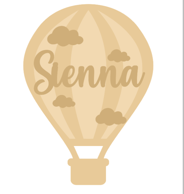 3mm mdf Layered Hot Air Balloon with Name and clouds