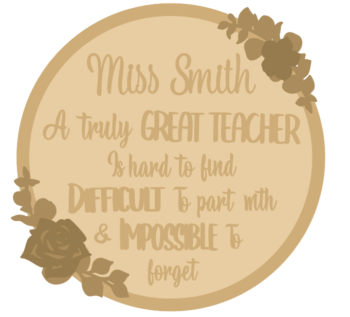 3mm + 3mm Great Teacher Personalised Plaque