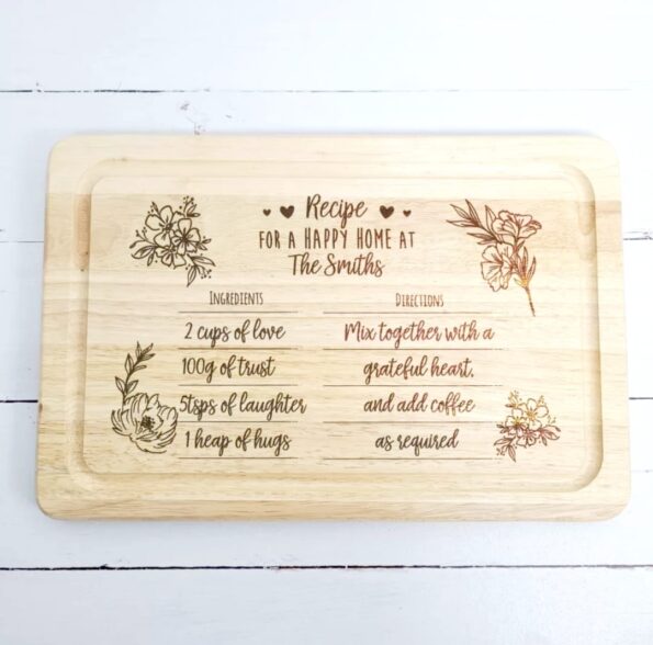 Engraved Rectangular Board - Recipe for a Happy Home
