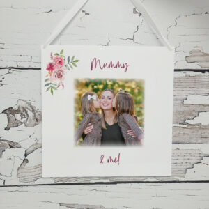 Personalised Mother's Day Photo Plaque - Mummy and Me/Us - Floral