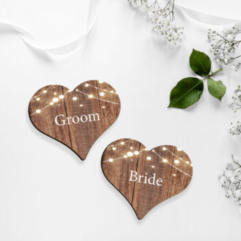 Rustic Wood and Lights Heart Place Names