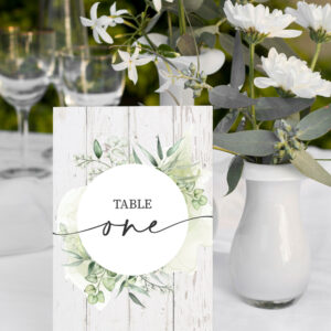 A5 Botanical White Wood Table Numbers