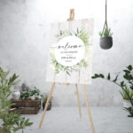Botanical White Wood Welcome Sign