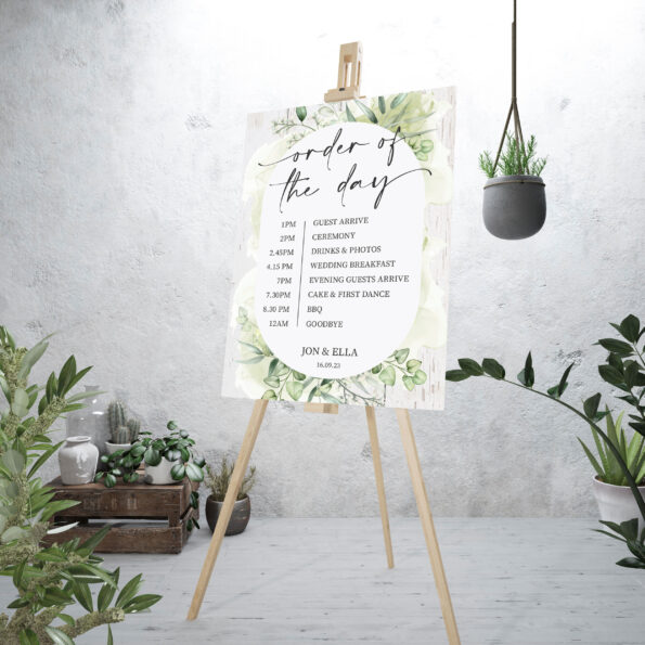Botanical White Wood Order of the Day Sign