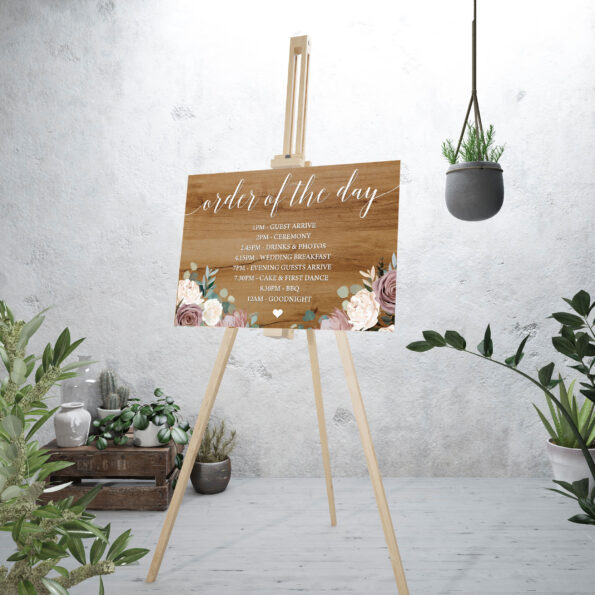 Dusty Rose Order of the Day Sign