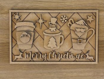 3mm mdf Rectangular Merry Christmas Mugs Plaque