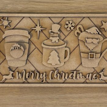 3mm mdf Rectangular Merry Christmas Mugs Plaque