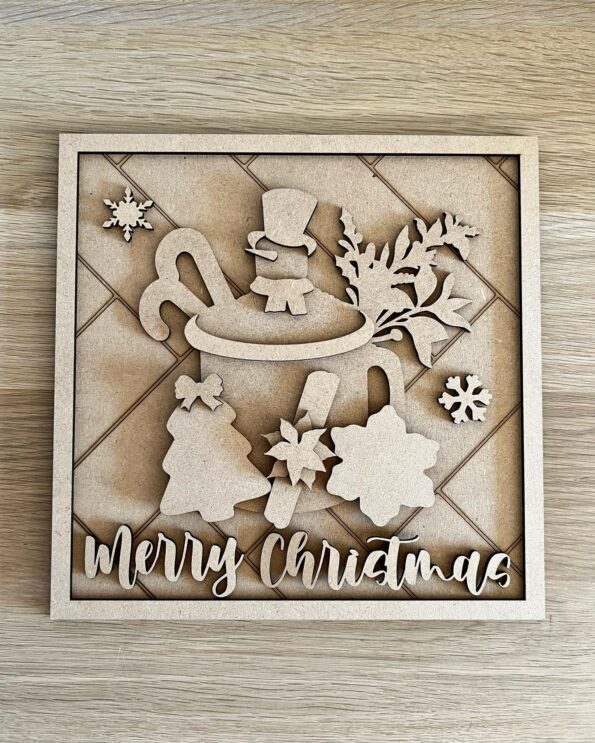 3mm mdf Square Merry Christmas Mug Plaque