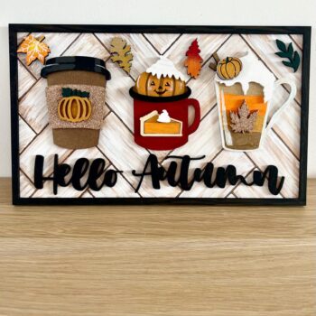 3mm mdf Rectangular Hello Autumn Mugs Plaque