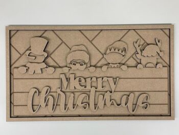 3mm mdf Rectangular Merry Christmas Character Plaque