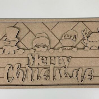3mm mdf Rectangular Merry Christmas Character Plaque