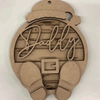 3mm mdf Personalised Santa hat and Feet Bauble