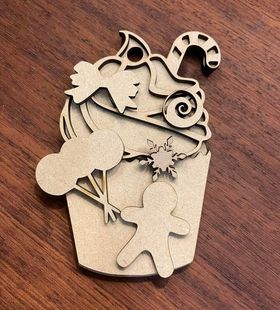 3mm mdf Christmas Cupcake Bauble with gingerbread man
