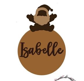 3mm mdf Santa Sat on a Personalised Bauble