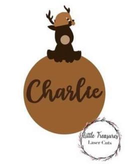 3mm mdf Rudolph Sat on a Personalised Bauble