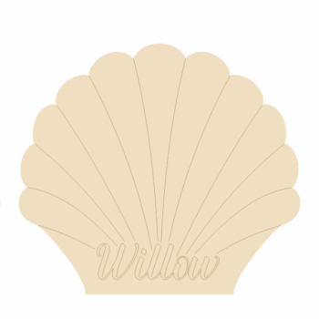 18mm Personalised Engraved Shell Shape (script font)