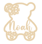 4mm mdf Personalised Floral Teddy Bear