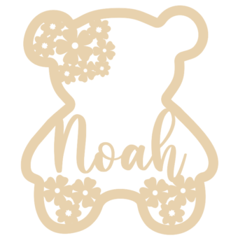 4mm mdf Personalised Floral Teddy Bear