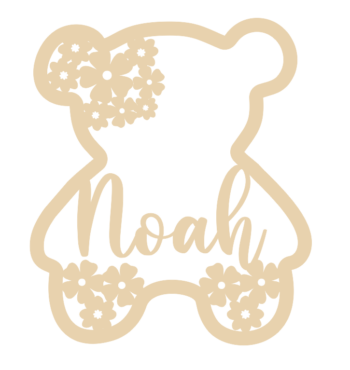 4mm mdf Personalised Floral Teddy Bear
