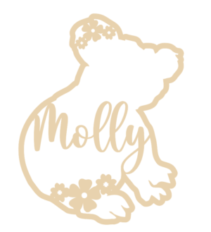 4mm mdf Personalised Floral Koala Bear