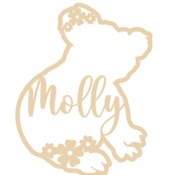 4mm mdf Personalised Floral Koala Bear