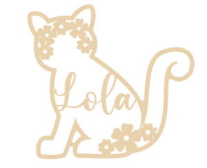 4mm mdf Personalised Floral Cat