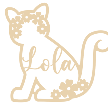 4mm mdf Personalised Floral Cat