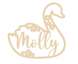 4mm mdf Personalised Floral Swan