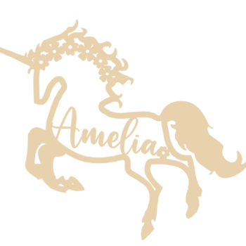 4mm mdf Personalised Floral Unicorn