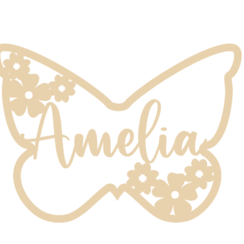 4mm mdf Personalised Floral Butterfly