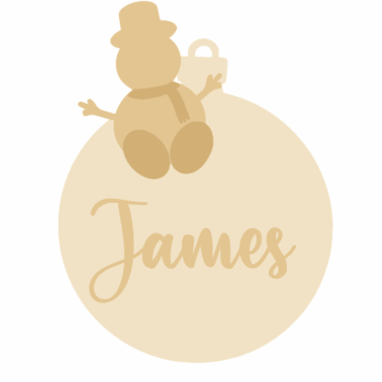 3mm mdf Personalised Snowman Sitting on Bauble