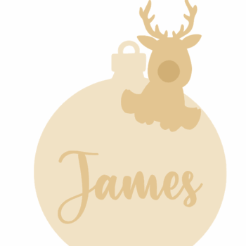 3mm mdf Personalised Rudolph Reindeer Sitting on Bauble