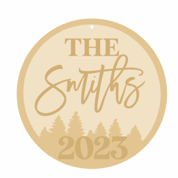 3mm mdf Personalised Forest Layered Bauble with year
