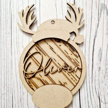 3mm mdf Personalised Rudolph Hat and Nose Bauble