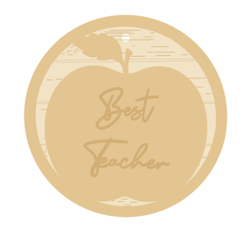 3mm mdf Little Treasures Best Teacher Apple Round Bauble