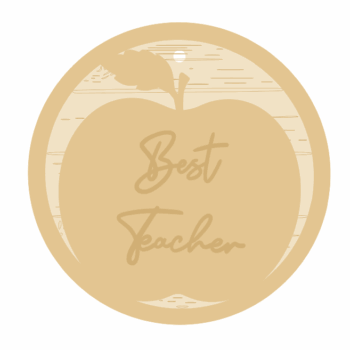 3mm mdf Little Treasures Best Teacher Apple Round Bauble