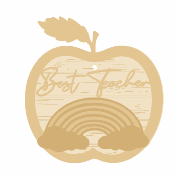 3mm mdf Little Treasures Best Teacher Apple Rainbow Bauble