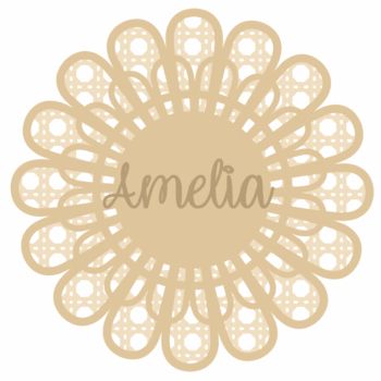 3mm mdf Layered Rattan Double Sunshine Flower - with name