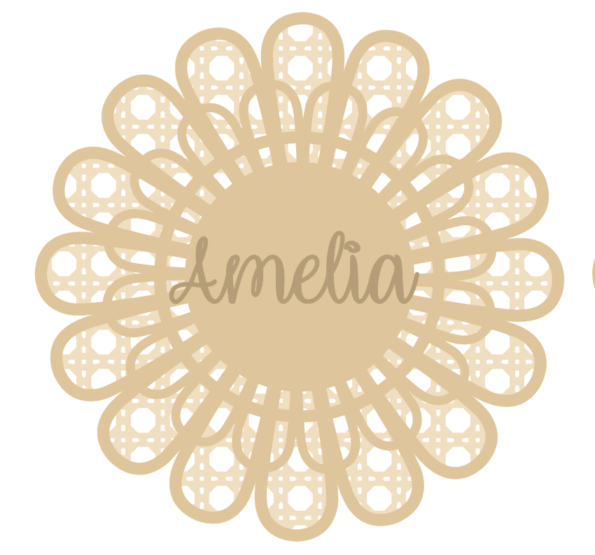 3mm mdf Layered Rattan Double Sunshine Flower - with name
